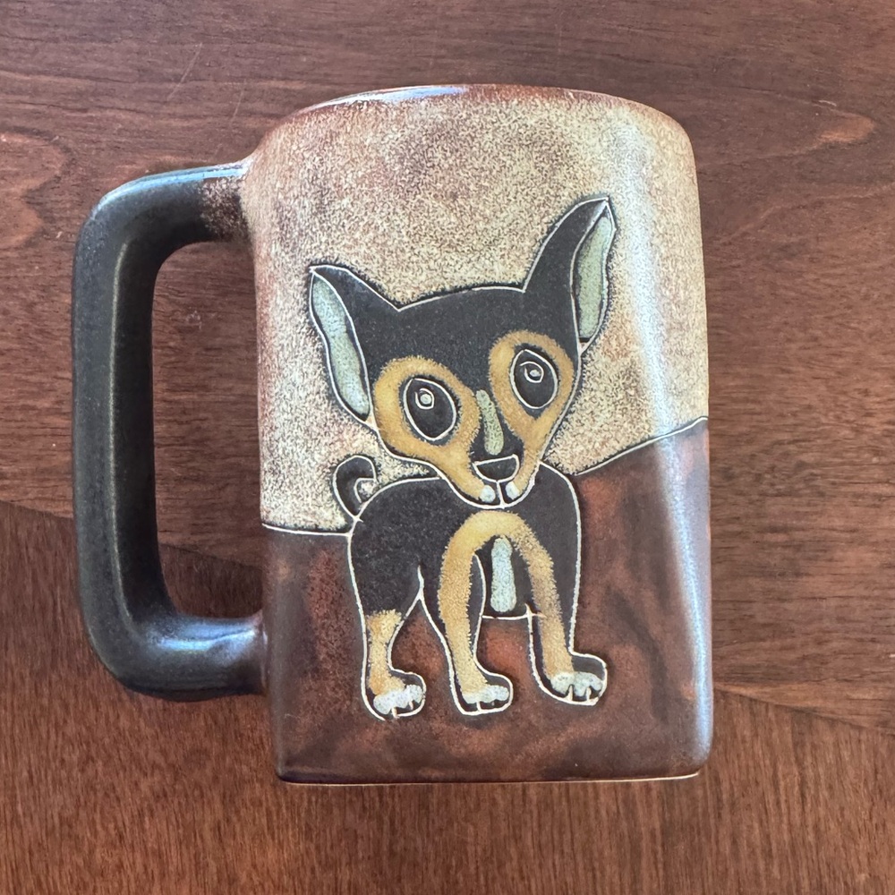 Mara of Mexico Handmade Stonewear Mug - Chihuahua and Boxer / Terrier Dog Theme
